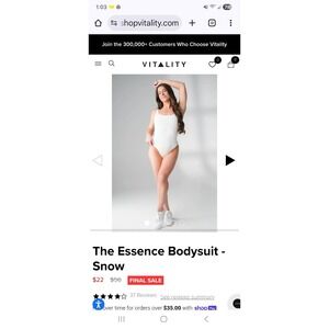 Vitality Scoop Neck Back Thong Bodysuit Size M